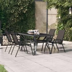 vidaXL Table de Jardin Gris et Noir 140x70x70 cm Acier et verre 318770