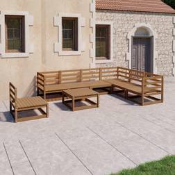 vidaXL Muebles Jardín 8 Piezas Marrón Miel Madera Maciza Pino Conjunto de Sala de Exterior