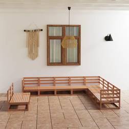 vidaXL 10-tlg. Honigbraun Massivholz Lounge-Set