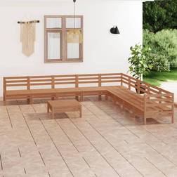 vidaXL Bois Pin Massif de Jardin 10 pcs Mobilier de Patio Meubles Ensemble de Salon d'Extérieur