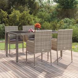 vidaXL Chaises de jardin avec coussins 4 pcs Résine tressée Gris - Grey