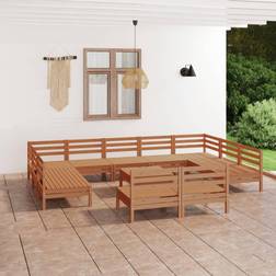 vidaXL Bois Pin Massif de Jardin 12 pcs Ensemble de Salon d'Extérieur