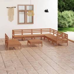 vidaXL Salotto Giardino 10 pz in Legno Massello di Pino ambra - Marrone Set da Lounge da Esterno