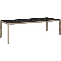 vidaXL Mesa De Jardín De Vidrio Templado Ratán Pe Beige 250x100x75 cm