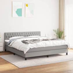 vidaXL Boxspringbett mit Matratze 180x200 cm Hellgrau Rahmenbett