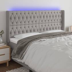 vidaXL med LED-lys 183 x 16 x 118 cm Stof Lysegrå Sengegavl