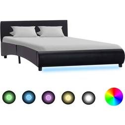 vidaXL Sengestel Med LED 120x200 Cm Kunstlæder Sort Sengeramme