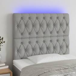 vidaXL Con Luces LED Tela Gris Claro 90x7x118/128 cm Cabecero