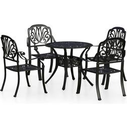 vidaXL 5-tlg Bistro-Set Aluminiumguss Schwarz Café-Set