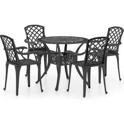 vidaXL 5-tlg Bistro-Set Aluminiumguss Schwarz Café-Set, 1 Tisch einschl. 2 Stühle