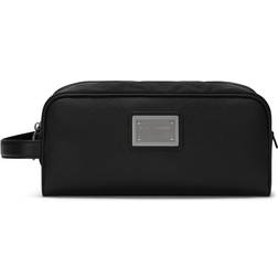 Dolce & Gabbana Nylon Toilettaske Med Læderdetaljer Sort