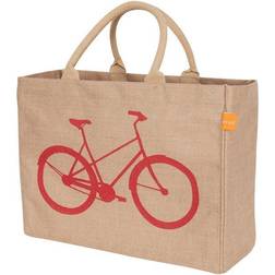 Kaf Home Jute Market Tote Bag with Bicycle Print - Reinforced Bottom