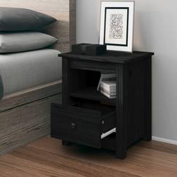 vidaXL 40 x 35 x 49 cm Massivt Fyrretræ Sort Sengebord