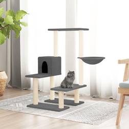 vidaXL Albero Per Gatti Con Tiragraffi In Sisal Grigio Scuro 94.5 cm