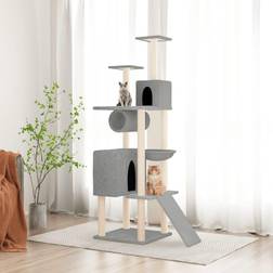 vidaXL Arbre À Chat Griffoirs En Sisal Gris Clair 168 cm