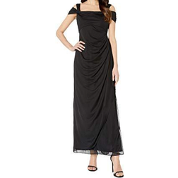 Alex Evenings Long Mesh Cold Shoulder Dress