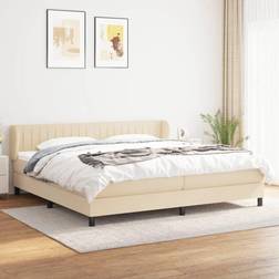 vidaXL Box Spring Con Colchón Tela Color Crema 200x200 cm Cama Continental