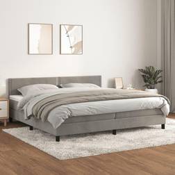 vidaXL Giroletto A Molle Con Materasso Grigio Chiaro 200x200 cm Velluto Letto Continentale