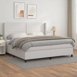 vidaXL Box Spring Con Colchón Cuero Sintético Blanco 200x200 cm Cama Continental