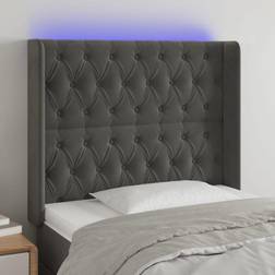 vidaXL LED mörkgrå 103x16x118/128 Sänggavel