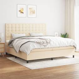 vidaXL Rembourré Tête de Lit Lit Double Lit Adulte de Chambre Moderne Crème 200x200 cm Lit Continental