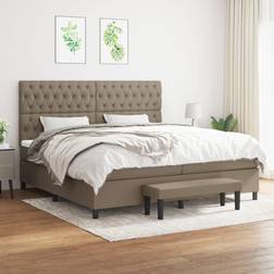 vidaXL Giroletto A Molle Con Materasso Tortora 200x200 cm In Tessuto Letto Continentale