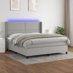 vidaXL A Molle Materasso E LED Grigio Chiaro 180x200 cm Tessuto Letto Continentale
