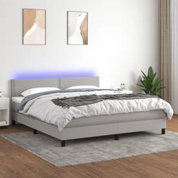 vidaXL A Molle Materasso E LED Grigio Chiaro 180x200 cm Tessuto Letto Continentale