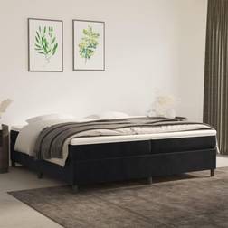 vidaXL Giroletto A Molle Con Materasso Nero 200x200 cm In Velluto Letto Continentale