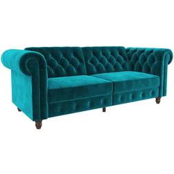 Dorel Felix Chesterfield Teal Sofa 227.3cm 3 Seater
