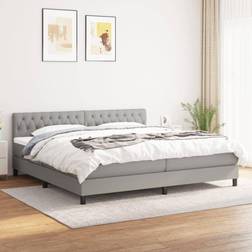 vidaXL Boxspringbett mit Matratze 200x200 cm Hellgrau Rahmenbett