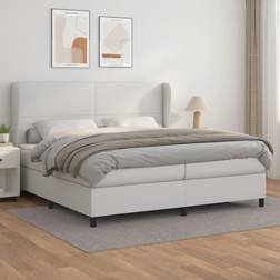 vidaXL Giroletto A Molle Con Materasso Bianco 200x200 cm In Similpelle Letto Continentale