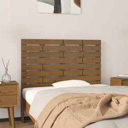 vidaXL Cama Pared Madera Maciza Pino Marrón Miel 106x3x63 cm Cabecero