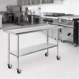 GRIDMANN Stainless Steel Table 60 in., NSF Commercial Kitchen Prep & Work w/ Backsplash Wheels