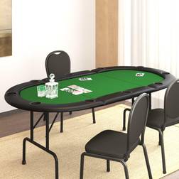 vidaXL Pokerbord 10 spelare hopfällbart 206x106x75 grön