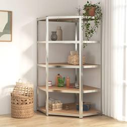 vidaXL Angolare Resistente 5 Strati Argento Acciaio e Legno Scaffale