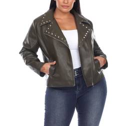 White Mark Faux Leather Jacket Plus Size