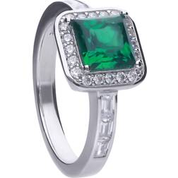 Diamonfire Art Deco Style Emerald Cubic Zirconia Pave Ring R3749