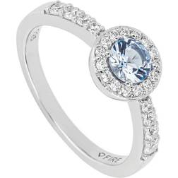 Diamonfire Sterling Silver Round Light Blue Cubic Zirconia Ring With Pave Surround