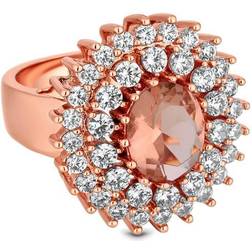 Jon Richard Rose Gold Plated Pink Cubic Zirconia Cocktail Ring