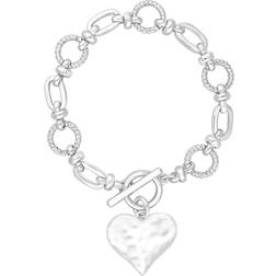 MOOD Silver Molten Heart Ball Chain Bracelet