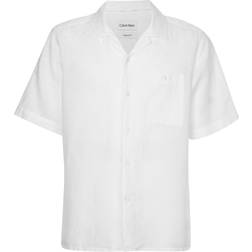 Calvin Klein Linen Cotton Cuban Pocket Shirt - White