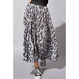 Roman Animal Print Pleated Maxi Skirt