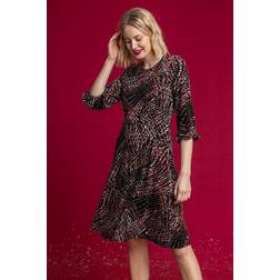 Roman Abstract Textured Print Tea Dress