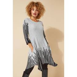 Roman Border Stripe Hanky Hem Swing Dress