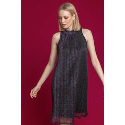 Roman Shimmer Cutaway High Neck Dress
