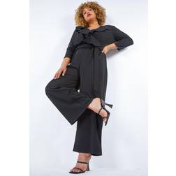 Roman Curve Frill Detail Wrap Jumpsuit