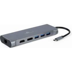 Gembird USB C-3USB A/HDMI/DisplayPort/VGARJ45/3.5mm 3.1 (Gen.1) M-F 0.2m