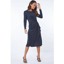 Roman Ruched Glitter Midi Dress - Blue