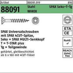 Spax Universal Screw 3/Blank Galvanised Partially Threaded 200pcs